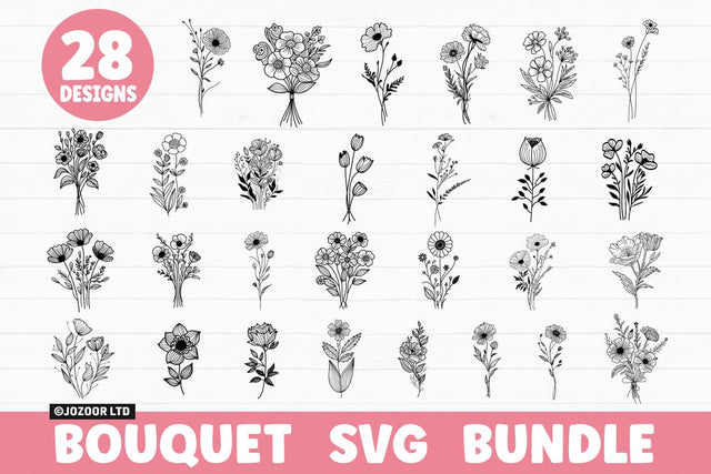 Wildflower Flower Bouquet SVG Bundle SVG Jozoor 