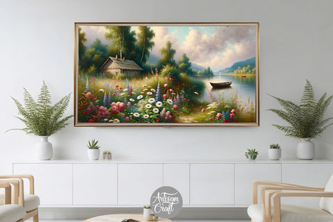 Wildflower Frame TV art, wildflower field, spring Frame TV art Digital Pattern Artisan Craft SVG 