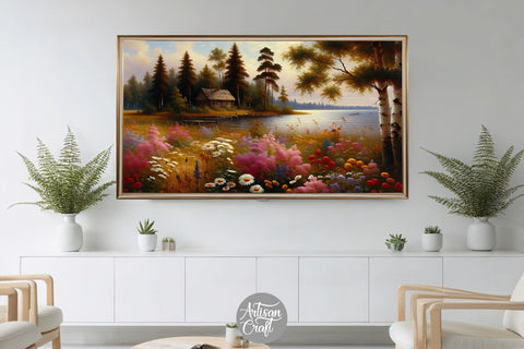 Wildflower Frame TV art, wildflower field, spring Frame TV art Digital Pattern Artisan Craft SVG 