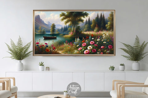 Wildflower Frame TV art, wildflower field, spring Frame TV art Digital Pattern Artisan Craft SVG 