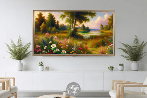 Wildflower Frame TV art, wildflower field, spring Frame TV art Digital Pattern Artisan Craft SVG 