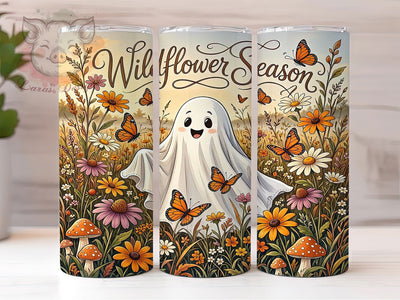 Wildflower Ghost 20oz Tumbler, Wildflower Design, Ghost Art, Whimsical Style, Spooky Cute, Halloween Theme, 20oz Wrap, Sublimation Tumbler Sublimation Lara' s Designs 