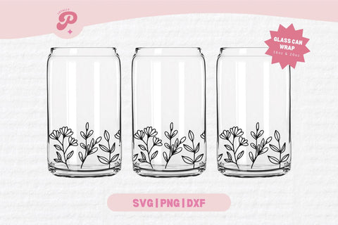 Wildflower Glass Can SVG SVG Totally Posie 
