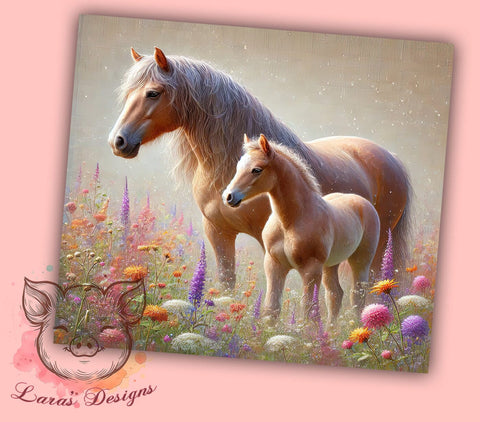 Wildflower Horses 20oz Tumbler, Wildflower Design, 20oz Tumbler Wrap, Sublimation Tumbler, Equine Decor, Floral Horse Gift, Nature Inspired Tumbler Sublimation Lara' s Designs 