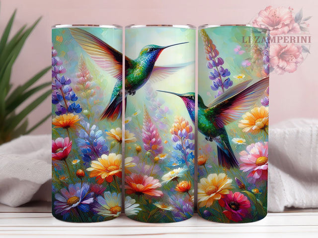 Wildflower Hummingbird Nature Tumbler, Wildflower Design, Garden Art Wrap, Nature Tumbler, Spring Floral Gift, Bird Lover Design, Flower Pattern Art Sublimation Li Zamperini 