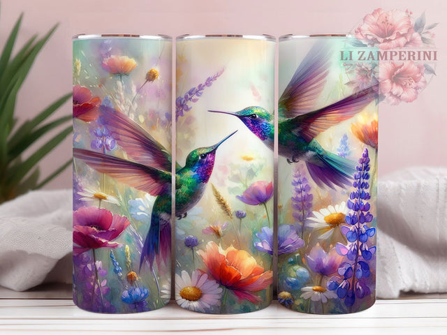 Wildflower Hummingbird Nature Tumbler, Wildflower Design, Garden Art Wrap, Nature Tumbler, Spring Floral Gift, Bird Lover Design, Flower Pattern Art Sublimation Li Zamperini 