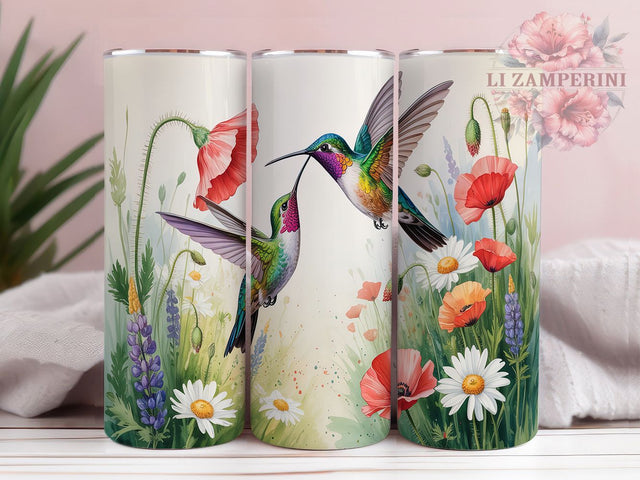 Wildflower Hummingbird Nature Tumbler, Wildflower Design, Garden Art Wrap, Nature Tumbler, Spring Floral Gift, Bird Lover Design, Flower Pattern Art Sublimation Li Zamperini 