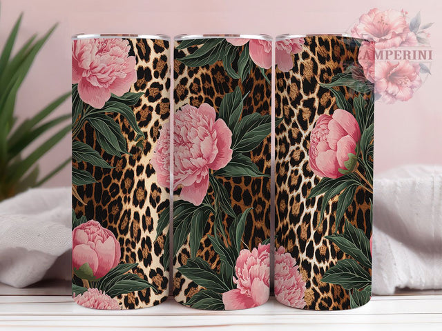 Wildflower Leopard Print Tumbler, Floral Animal Print Wrap, 20oz Sublimation Design, Bold Floral Tumbler, Trendy Leopard Wrap, Wildflower Leopard Tumbler, Boho Animal Tumbler Sublimation Li Zamperini 