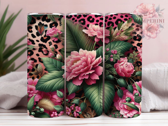 Wildflower Leopard Print Tumbler, Floral Animal Print Wrap, 20oz Sublimation Design, Bold Floral Tumbler, Trendy Leopard Wrap, Wildflower Leopard Tumbler, Boho Animal Tumbler Sublimation Li Zamperini 