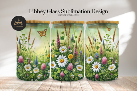 Wildflower Libbey Glass Wrap PNG Sublimation BijouBay 