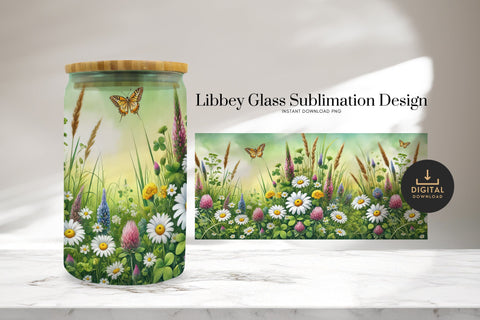Wildflower Libbey Glass Wrap PNG Sublimation BijouBay 