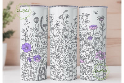 Wildflower Meadow 20oz Tumbler Wrap Sublimation PixelChick 
