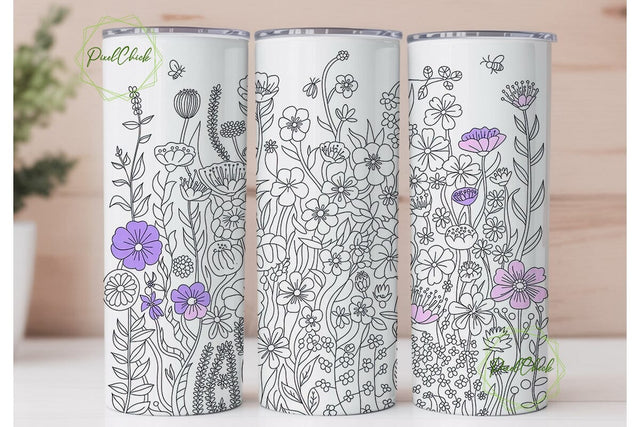 Wildflower Meadow 20oz Tumbler Wrap Sublimation PixelChick 
