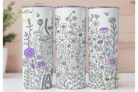 Wildflower Meadow 20oz Tumbler Wrap Sublimation PixelChick 