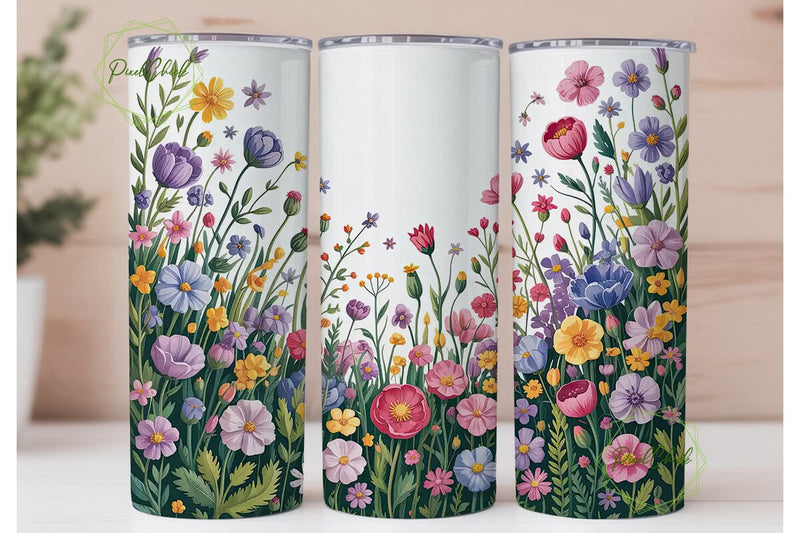 Wildflower Meadow 20oz Tumbler Wrap Sublimation PixelChick 