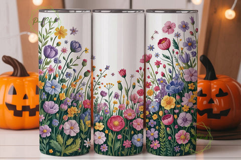 Wildflower Meadow 20oz Tumbler Wrap Sublimation PixelChick 