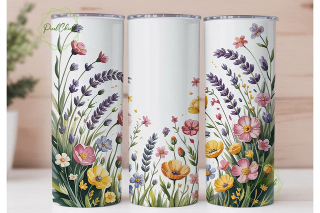 Wildflower Meadow 20oz Tumbler Wrap Sublimation PixelChick 