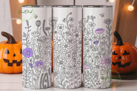 Wildflower Meadow 20oz Tumbler Wrap Sublimation PixelChick 