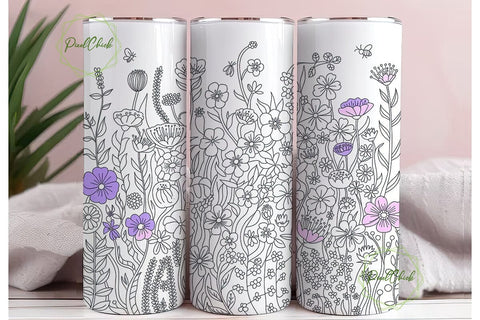 Wildflower Meadow 20oz Tumbler Wrap Sublimation PixelChick 