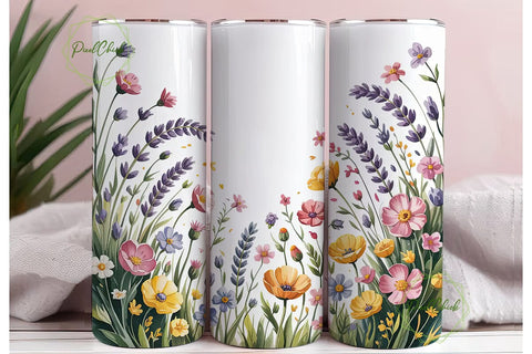 Wildflower Meadow 20oz Tumbler Wrap Sublimation PixelChick 