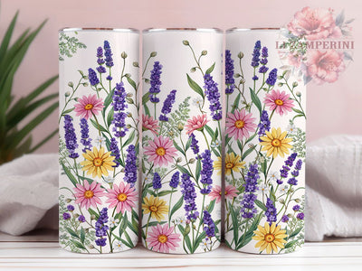 Wildflower Meadow Art 20oz Tumbler, Botanical Illustration, Painterly Style, Floral Design, Vibrant Nature, Skinny Tumbler, Sublimation PNG Sublimation Li Zamperini 