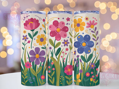 Wildflower Meadow Floral Tumbler, Floral Theme, Nature Style, Vibrant Blooms, Whimsical Art, 20Oz Tumbler, Sublimation Wrap Sublimation SvggirlplusArt 
