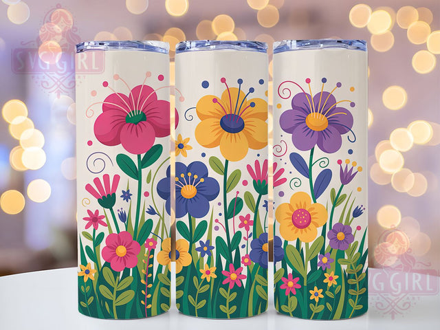 Wildflower Meadow Floral Tumbler, Floral Theme, Nature Style, Vibrant Blooms, Whimsical Art, 20Oz Tumbler, Sublimation Wrap Sublimation SvggirlplusArt 