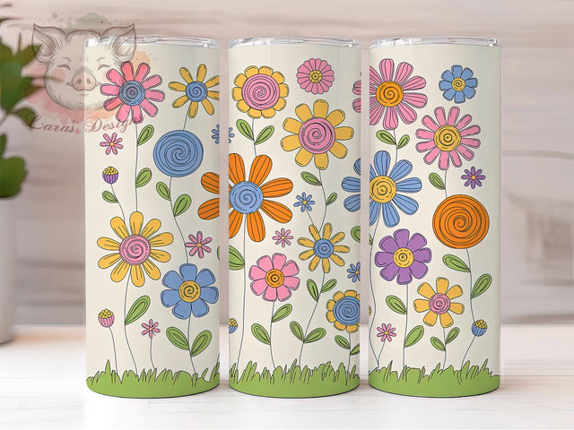 Wildflower Meadow Garden Tumbler, Floral Garden Tumbler, Stylish 20oz Wrap, Sublimation Design, Trendy Gift Idea, Rustic Meadow Wrap, Botanical Wildflower Tumbler Sublimation Lara' s Designs 