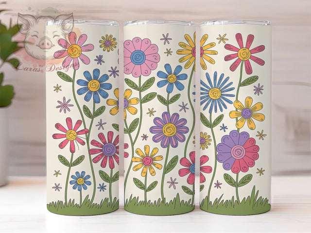 Wildflower Meadow Garden Tumbler, Floral Garden Tumbler, Stylish 20oz Wrap, Sublimation Design, Trendy Gift Idea, Rustic Meadow Wrap, Botanical Wildflower Tumbler Sublimation Lara' s Designs 