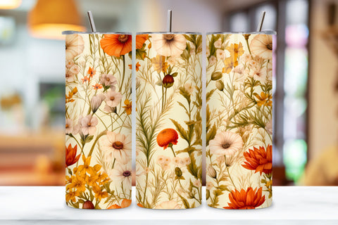Wildflower Meadow Tumbler Wrap, Seamless PNG Design Sublimation FloridPrintables 