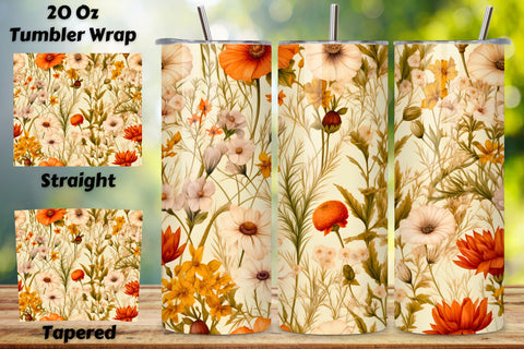 Wildflower Meadow Tumbler Wrap, Seamless PNG Design Sublimation FloridPrintables 