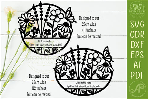 Wildflower Name Sign SVG, Floral Butterfly Monogram, Laser SVG APInspireddesigns 
