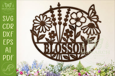 Wildflower Name Sign SVG, Floral Butterfly Monogram, Laser SVG APInspireddesigns 