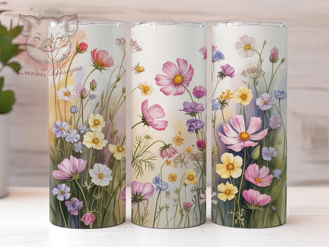 Wildflower Nature Charm 20oz Tumbler Wrap, Floral Design, Nature Inspiration, Seamless Pattern, Botanical Charm, 20oz Tumbler Wrap, Sublimation PNG Sublimation Lara' s Designs 