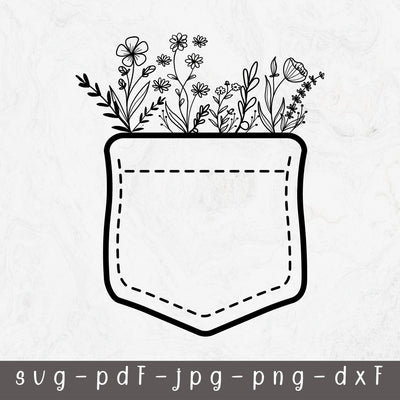 Wildflower pocket SVG, Flower Svg, Wildflower Svg, Hand Drawn , Wild flower drawing svg, Cute Floral Shirt, Wildflower Svg file for Cricut SVG SilaBerlin 