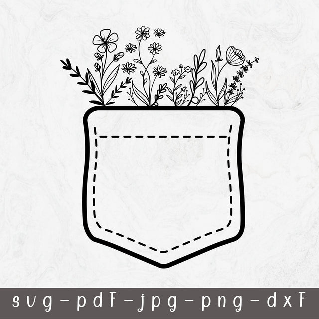 Wildflower pocket SVG, Flower Svg, Wildflower Svg, Hand Drawn , Wild flower drawing svg, Cute Floral Shirt, Wildflower Svg file for Cricut SVG SilaBerlin 