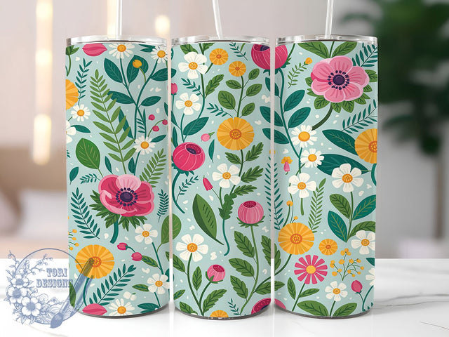Wildflower Poppy Daisy Tumbler, Poppy Spring Wrap, Floral Mug Design, Sublimation Wrap, Artistic Drinkware, Cute Gift Idea, Colorful Flower Cup Sublimation ToriDesigns 
