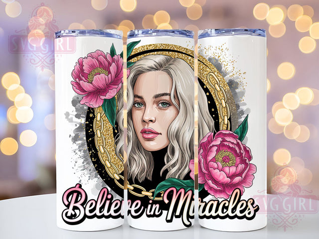 Wildflower Positive Affirmation Tumbler, Wildflower Girl Design, Believe In Miracles Cup, Inspirational Drinkware Wrap, 20Oz Sublimation Wrap, Motivational Gift Idea, Boho Floral Quote Sublimation SvggirlplusArt 