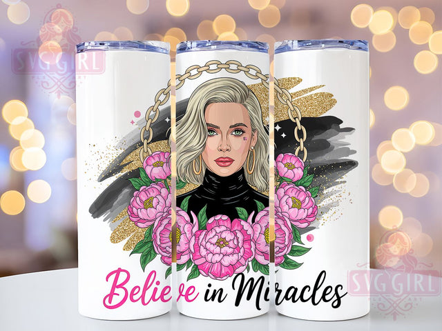 Wildflower Positive Affirmation Tumbler, Wildflower Girl Design, Believe In Miracles Cup, Inspirational Drinkware Wrap, 20Oz Sublimation Wrap, Motivational Gift Idea, Boho Floral Quote Sublimation SvggirlplusArt 