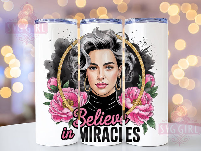 Wildflower Positive Affirmation Tumbler, Wildflower Girl Design, Believe In Miracles Cup, Inspirational Drinkware Wrap, 20Oz Sublimation Wrap, Motivational Gift Idea, Boho Floral Quote Sublimation SvggirlplusArt 