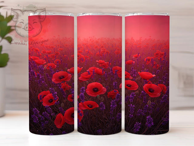 Wildflower Red Floral 20oz Tumbler, Red Floral Wrap, 20oz Sublimation Wrap, Dreamy Meadow Cup, Nature Aesthetic Design, Rustic Floral Tumbler, Boho Flower Art Sublimation Lara' s Designs 