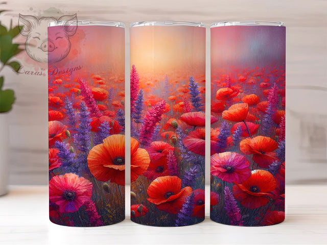 Wildflower Red Floral 20oz Tumbler, Red Floral Wrap, 20oz Sublimation Wrap, Dreamy Meadow Cup, Nature Aesthetic Design, Rustic Floral Tumbler, Boho Flower Art Sublimation Lara' s Designs 