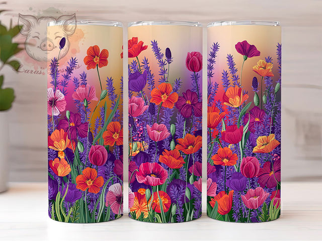 Wildflower Red Floral 20oz Tumbler, Red Floral Wrap, 20oz Sublimation Wrap, Dreamy Meadow Cup, Nature Aesthetic Design, Rustic Floral Tumbler, Boho Flower Art Sublimation Lara' s Designs 