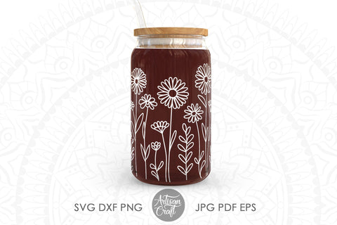 Wildflower SVG | Daisy Border | Line Art | Field of Flowers SVG Artisan Craft SVG 