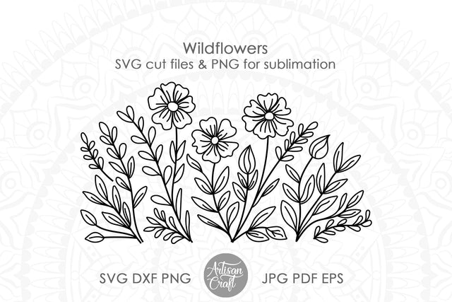 Wildflower SVG, Floral Border, line art SVG Artisan Craft SVG 