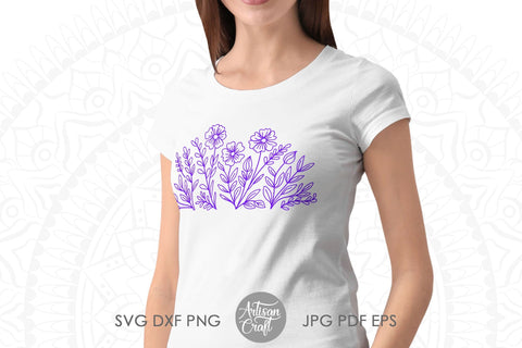 Wildflower SVG, Floral Border, line art SVG Artisan Craft SVG 