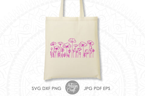 Wildflower SVG, poppy flower, Line Art SVG Artisan Craft SVG 