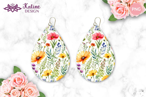 Wildflower Teardrop Earring Designs, Earring Sublimation Designs, Teardrop Earrings Bundle, Earrings Template, Teardrop Earring Sublimation Designs, PNG Earrings, Flower Earrings, Flower Earring Sublimation, Spring Sublimation Earrings Sublimation KatineDesign 