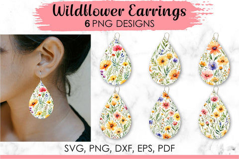 Wildflower Teardrop Earring Designs, Earring Sublimation Designs, Teardrop Earrings Bundle, Earrings Template, Teardrop Earring Sublimation Designs, PNG Earrings, Flower Earrings, Flower Earring Sublimation, Spring Sublimation Earrings Sublimation KatineDesign 