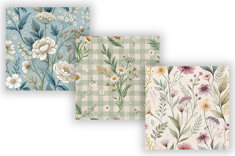 Wildflower Toile Digital Paper Pack, Vintage Floral Toile, Gingham & Stripe Seamless Patterns, Wedding, Scrapbooking & Printable Crafts Digital Pattern FloridPrintables 